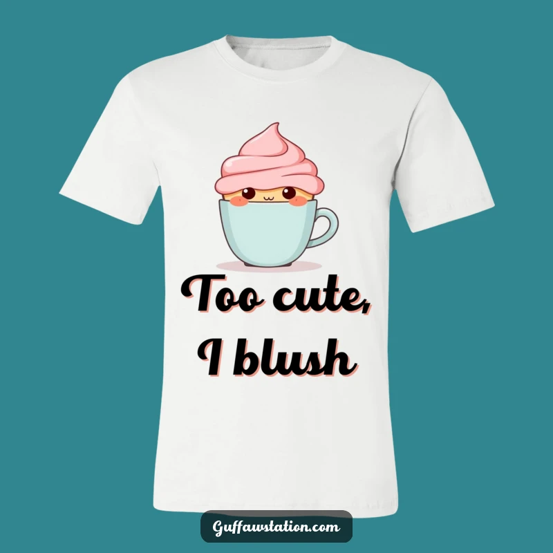 Funny Blushing Cupcake T-Shirt - Cute & Shy Dessert Graphic Tee Gift
