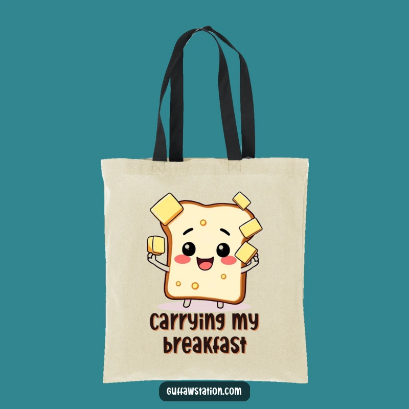 Funny Juggling Toast Butter Tote Bag - Breakfast Carryall Gift