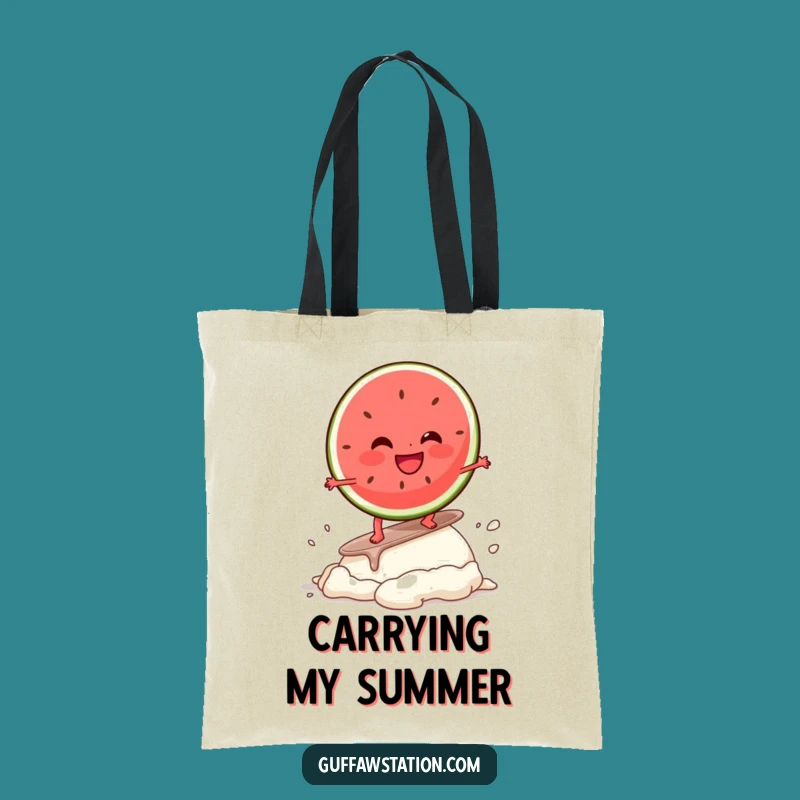 Funny Watermelon Surf Tote Bag: Giggle-Worthy Fruit Friend, Perfect Hilarious Shopping Funny Gift!