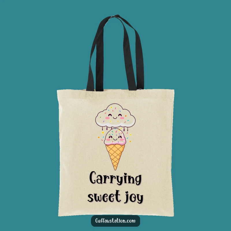 Funny Sprinkle Cloud Tote Bag: Cheerful Ice Cream Carry-All - Ideal Funny Gift!