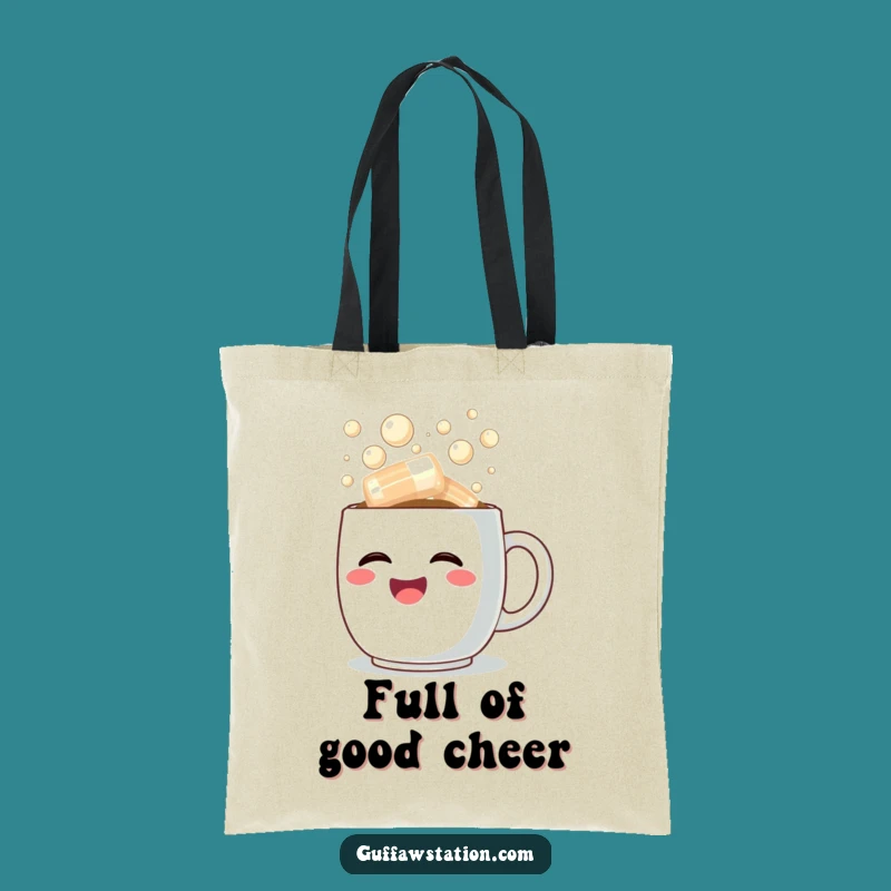 Funny Laughter Tote Bag: Overflowing Coffee Cup Art, Ideal Funny Gift for Daily Errands