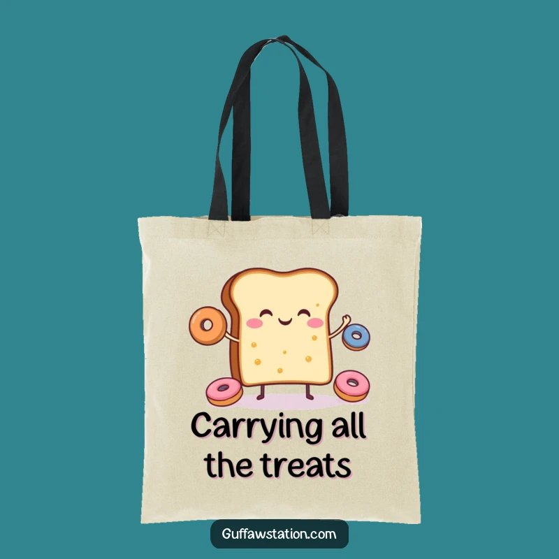 Funny Toast Donut Juggling Tote Bag: Happy Foodie Carry-All, Great Gift!