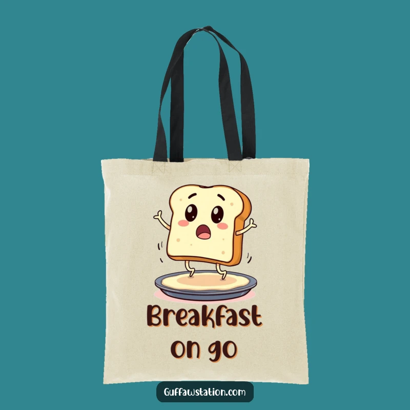 Funny Toast Hops Tote Bag: Surprised Cartoon Character Carryall For Gift