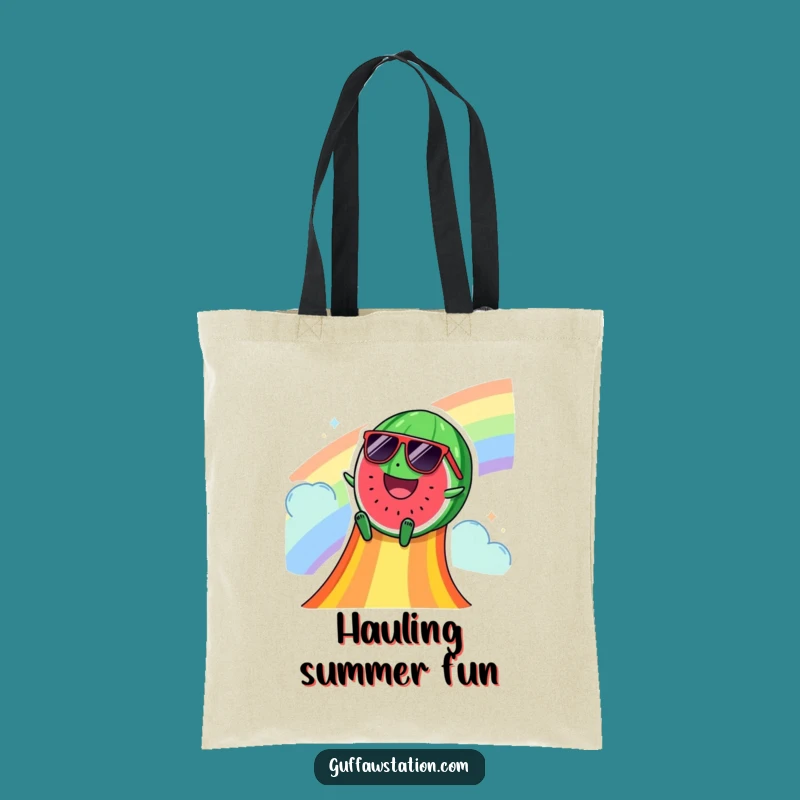 Funny Watermelon Slide Tote Bag: Carry Summer Fun with This Hilarious Fruit Design